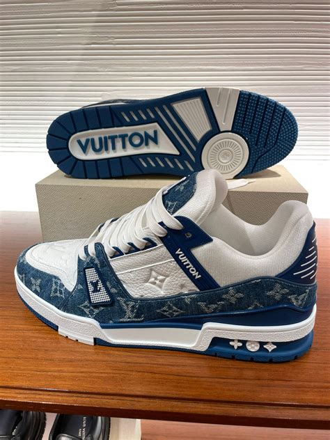 lv trainer denim blue|louis vuitton blue lv trainers.